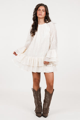 A-line dress with paisley print cream - Madison