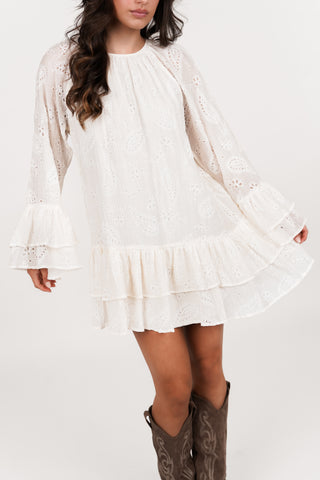 A-line dress with paisley print cream - Madison