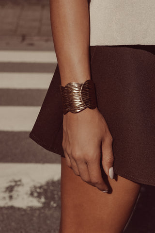 Bracelet gold textured wide - Riva