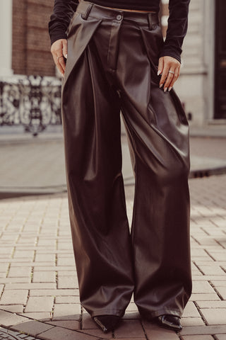 Ballon broek leatherlook bruin - Zola