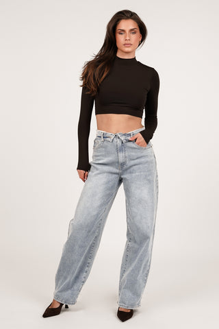 Balloon-Fit-Jeans mit Umschlagbund blau – Clover