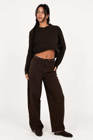 Balloon Fit Jeans mit umgeschlagener Taille Braun - Moa
