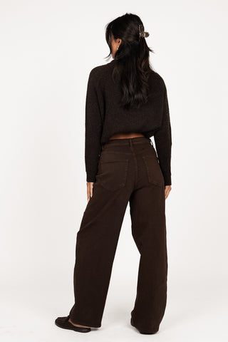 Balloon Fit Jeans mit umgeschlagener Taille Braun - Moa