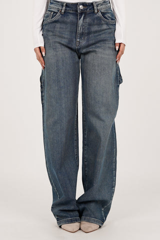 Tall balloon fit jeans with twist blue - Cilou