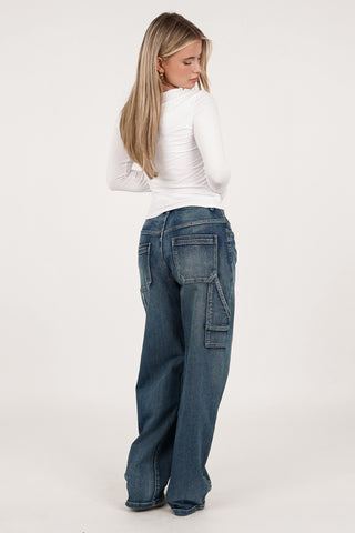 Tall balloon fit jeans with twist blue - Cilou