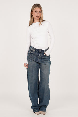 Tall balloon fit jeans with twist blue - Cilou
