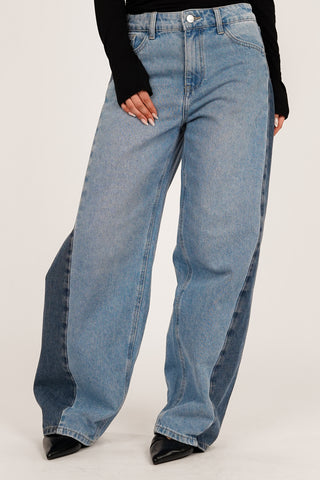 Barrel Jeans Double Denim Blau – Camilla