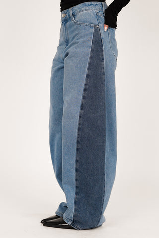 Barrel jeans double denim blue - Camilla
