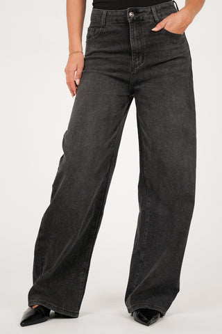 Barrel jeans high waist donker grijs -  Gabi