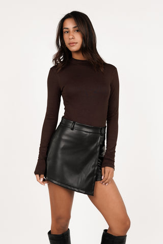 Basic bodysuit with long sleeves brown - Caro
