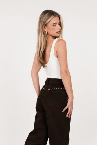 Basic Stretch Body mit tiefem Ausschnitt weiß - Juliette