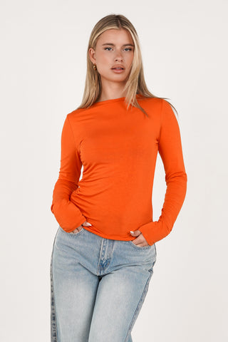 Basic long sleeve top orange - Jada