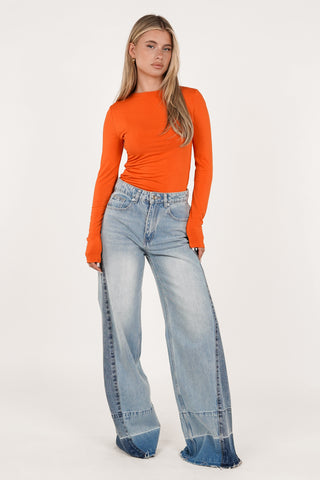 Basic long sleeve top orange - Jada