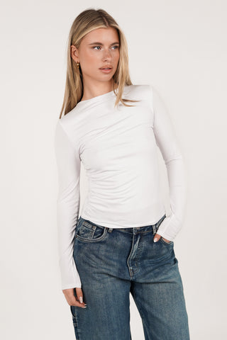 Basic long-sleeved top white - Jada