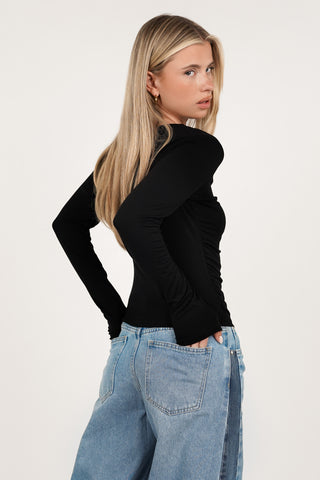 Basic long sleeve top black - Jada