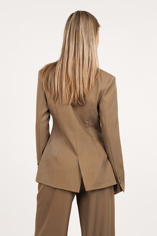 Women's asymmetric camel blazer - Maya