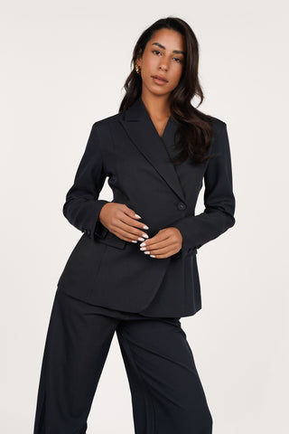Women's asymmetric blazer in chocolate brown - Maya