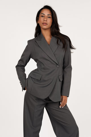 Women's asymmetric blazer in chocolate brown - Maya