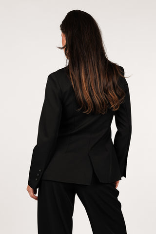 Women's asymmetric blazer in chocolate brown - Maya