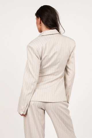 Pinstriped asymmetrical blazer beige - Indigo