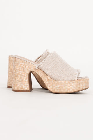 Blokhak met rotan beige - Alma