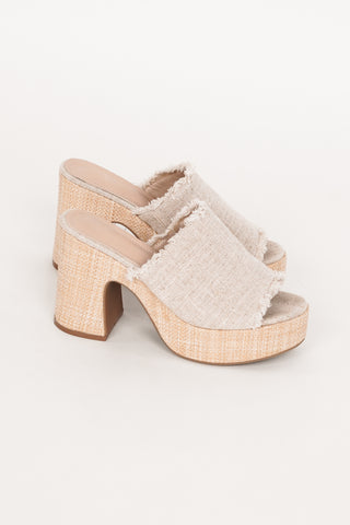 Blokhak met rotan beige - Alma