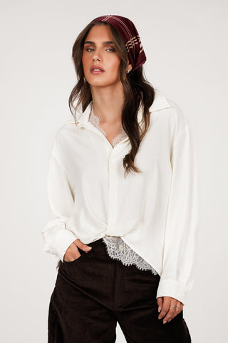 Blouse dames wijd met kant creme - Cyril