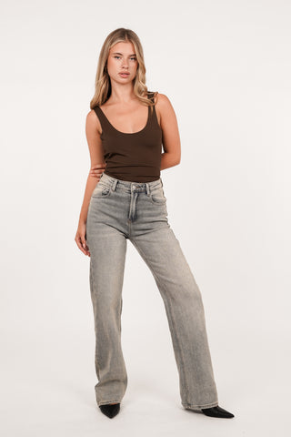 Brown open back bodysuit - Richelle