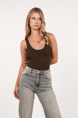 Brown open back bodysuit - Richelle