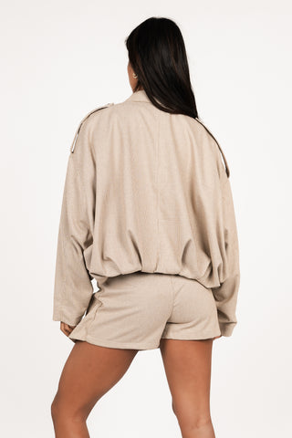 Beige houndstooth bomber jacket - Chloe