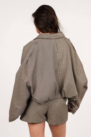 Beige Pied-de-Poule Bomberjacke – Lovia