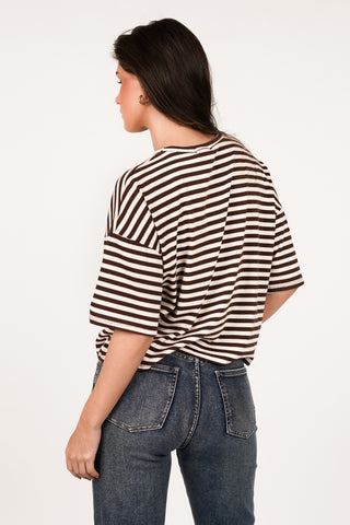 Boxy striped t-shirt beige/brown - Zenna