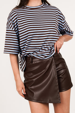 Boxy striped t-shirt blue/brown - Zenna