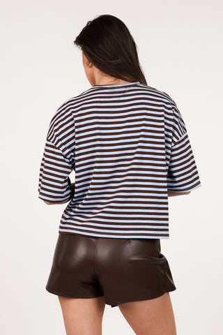 Boxy striped t-shirt blue/brown - Zenna