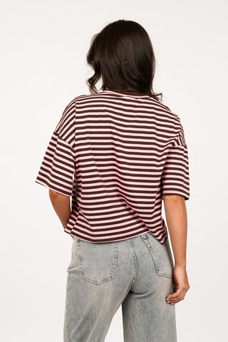 Boxy striped t-shirt pink/brown - Zenna