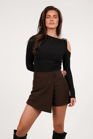 Schwarzer Skort mit Überlappung - Philou