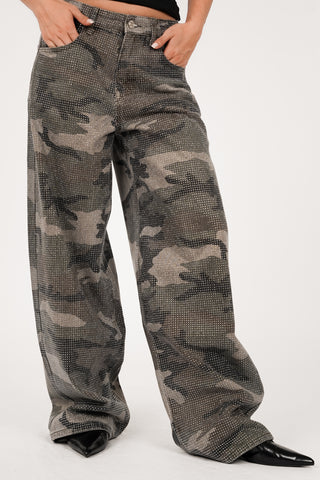 Camouflage jeans met strass - Aubrey