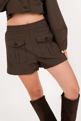 Cargo shorts high waisted cream - Jamilla