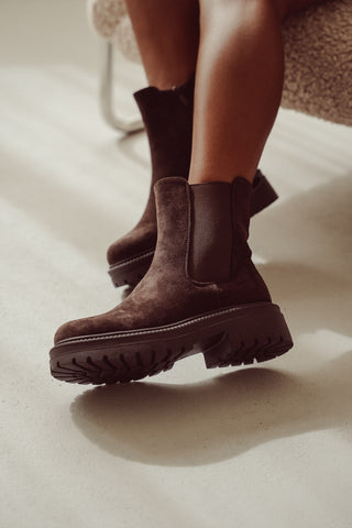 Chelsea boots suedelook donker bruin - Regan