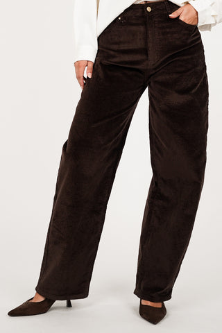 Corduroy jeans balloon fit bruin - Fauve