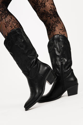 Cowboy boots embroidered black - Rose