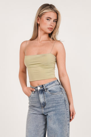 Yellow spaghetti strap crop top - Bless