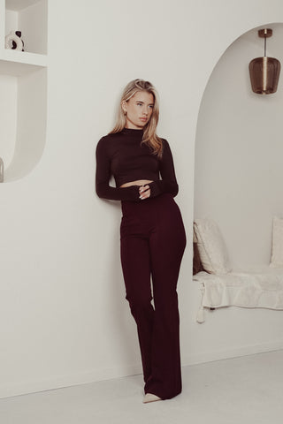Brown long-sleeve crop top - Zosja