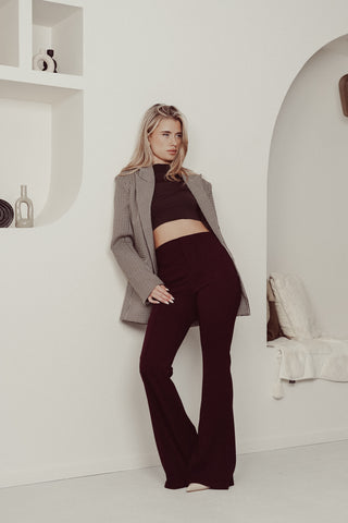 Brown long-sleeve crop top - Zosja