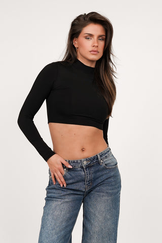 Black long sleeve crop top - Zosja