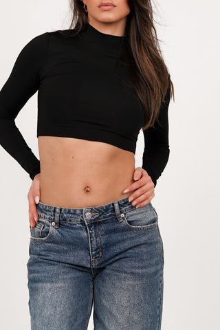 Black long sleeve crop top - Zosja