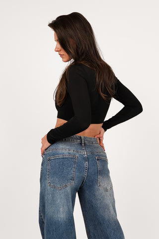 Black long sleeve crop top - Zosja