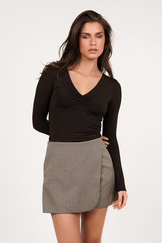 Brown V-Neck Crop Top - Berit