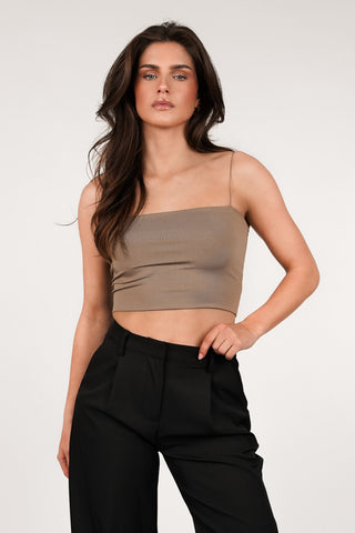 Yellow spaghetti strap crop top - Bless