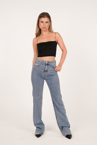 Black spaghetti strap crop top - Bless